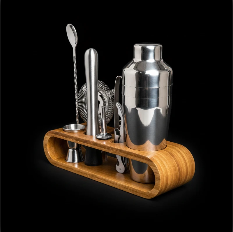 kit-cocktail-complet-wood-steel-10-accessoires-support-bambou-finition-silver-2